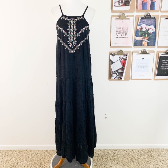 2/$25 Boho Me Front Embroidered Maxi Dress Small - Picture 2 of 7